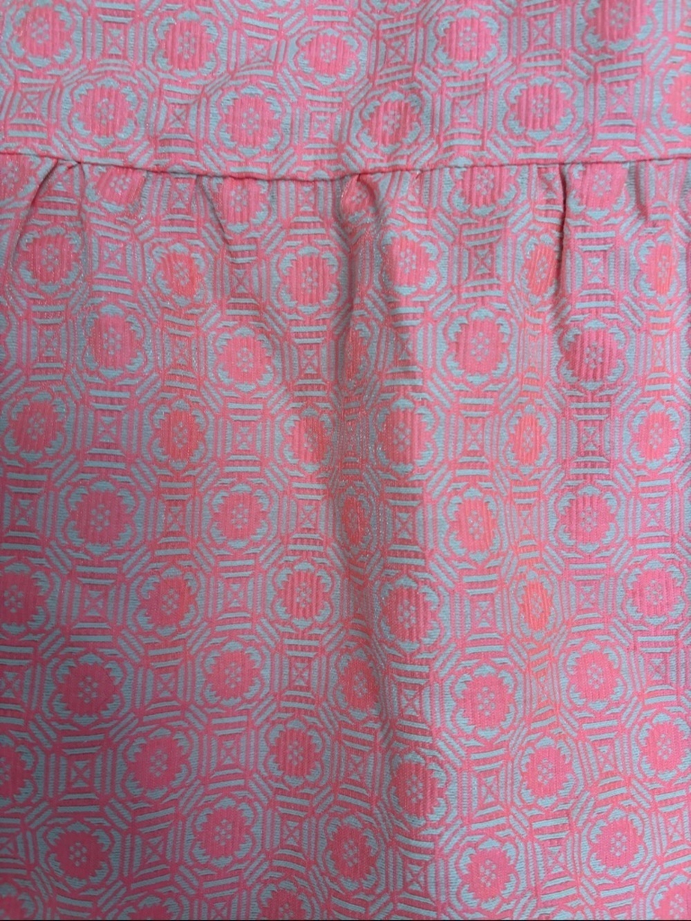 C.Luce Coral and Cream Geometric Floral Dress Fabric sz M - Picture 8 of 9